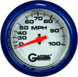 GAFFRIG 3 3/8 INCH MECHANICAL DRY SPEEDOMETER 100 MPH - HEAD ONLY WHITE / FAT RIM (338) / BLUE