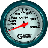 GAFFRIG 3 3/8 INCH MECHANICAL DRY SPEEDOMETER 100 MPH - HEAD ONLY WHITE / FAT RIM (338) / TEAL