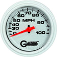 GAFFRIG 3 3/8 INCH MECHANICAL DRY SPEEDOMETER 100 MPH - HEAD ONLY WHITE / STEP RIM (008) / WHITE