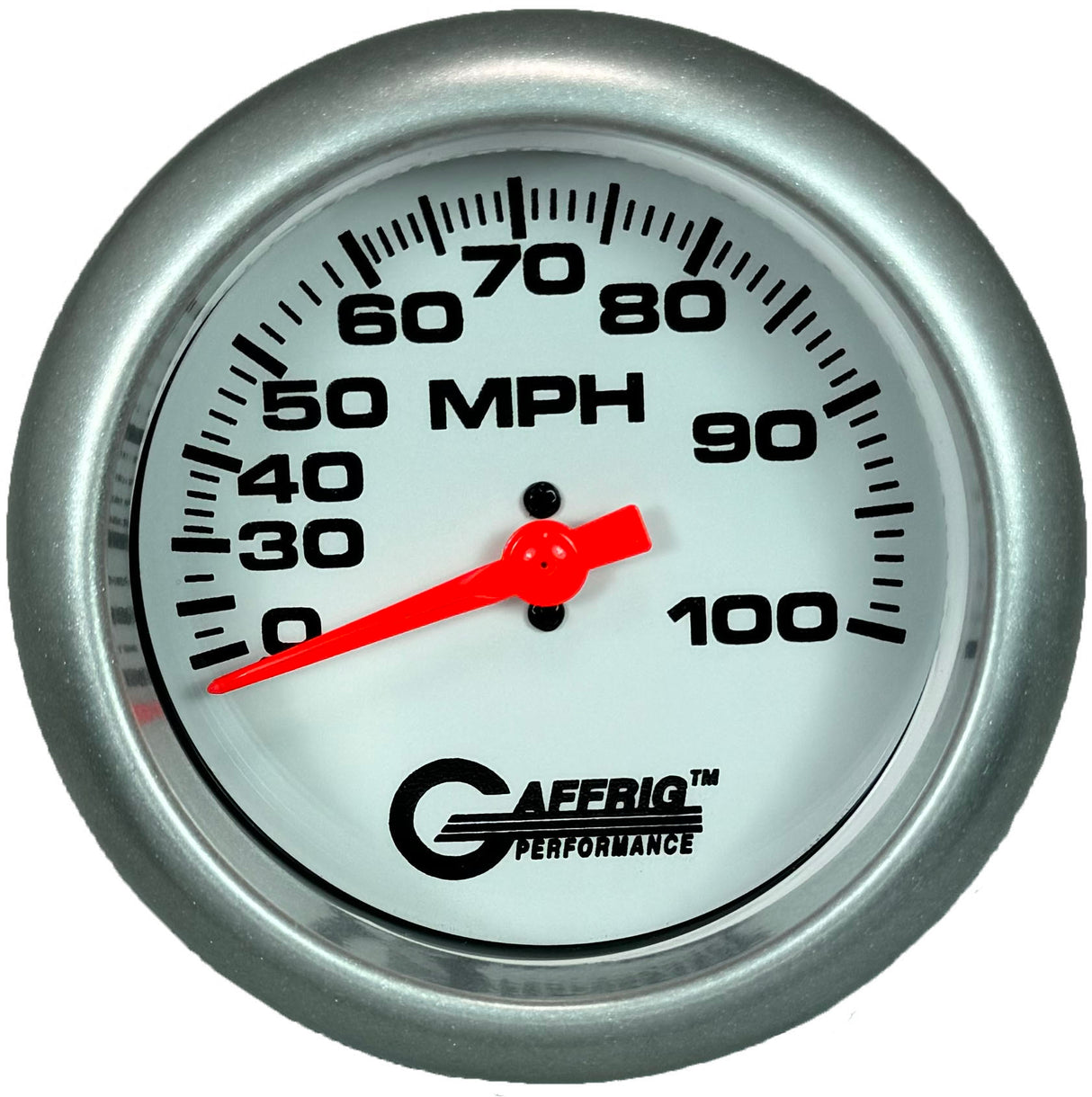 GAFFRIG 3 3/8 INCH MECHANICAL DRY SPEEDOMETER 100 MPH KIT WHITE / FAT RIM (338) / PLATINUM