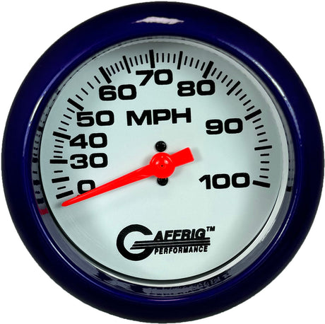 GAFFRIG 3 3/8 INCH MECHANICAL DRY SPEEDOMETER 100 MPH KIT WHITE / FAT RIM (338) / PURPLE