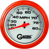 GAFFRIG 3 3/8 INCH MECHANICAL DRY SPEEDOMETER 80 MPH KIT WHITE / STEP RIM (008) / ORANGE