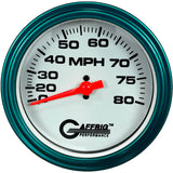 GAFFRIG 3 3/8 INCH MECHANICAL DRY SPEEDOMETER 80 MPH KIT WHITE / STEP RIM (008) / TEAL