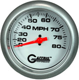 GAFFRIG 3 3/8 INCH MECHANICAL DRY SPEEDOMETER 80 MPH KIT WHITE / FAT RIM (338) / PLATINUM