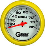 GAFFRIG 3 3/8 INCH MECHANICAL DRY SPEEDOMETER 80 MPH KIT WHITE / FAT RIM (338) / YELLOW