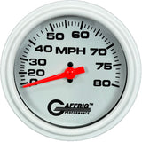 GAFFRIG 3 3/8 INCH MECHANICAL DRY SPEEDOMETER 80 MPH KIT WHITE / STEP RIM (008) / WHITE