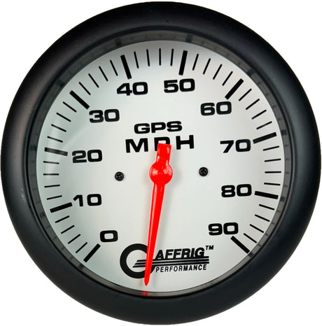 GAFFRIG 4 5/8 INCH GPS SPEEDOMETER - HEAD ONLY - WHITE - 90 MPH, 120 MPH, 180 MPH