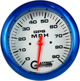 GAFFRIG 4 5/8 INCH GPS ANALOG SPEEDOMETER KIT - WHITE FAT RIM (458) / BLUE / 90 MPH