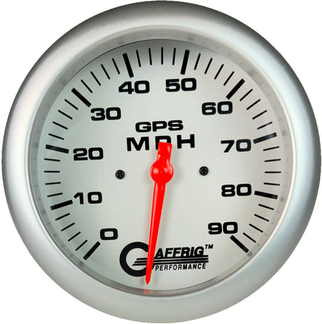 GAFFRIG 4 5/8 INCH GPS ANALOG SPEEDOMETER KIT - WHITE FAT RIM (458) / PLATINUM / 90 MPH