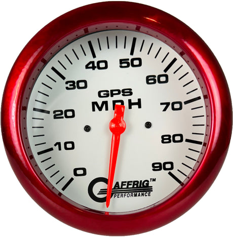 GAFFRIG 4 5/8 INCH GPS ANALOG SPEEDOMETER KIT - WHITE FAT RIM (458) / RED / 90 MPH