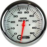 GAFFRIG 4 5/8 INCH GPS ANALOG SPEEDOMETER KIT - WHITE FAT RIM (458) / CHROME/POLISHED / 90 MPH