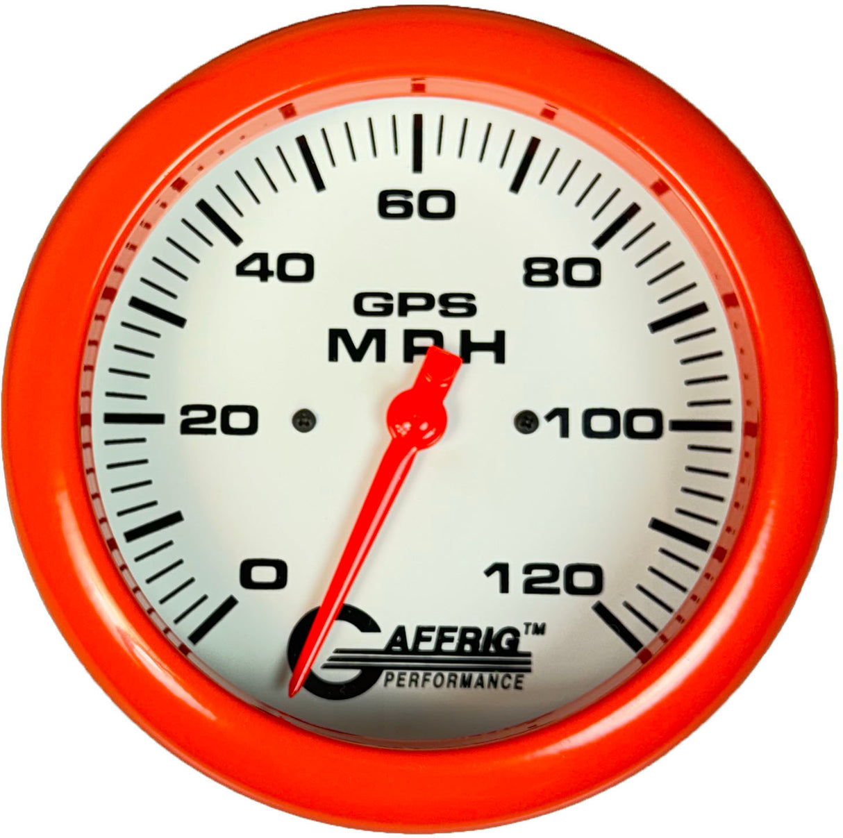 GAFFRIG 4 5/8 INCH GPS SPEEDOMETER - HEAD ONLY - WHITE 120 MPH / ORANGE