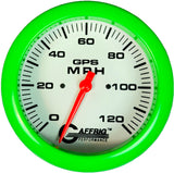 GAFFRIG 4 5/8 INCH GPS SPEEDOMETER - HEAD ONLY - WHITE 120 MPH / LIME GREEN