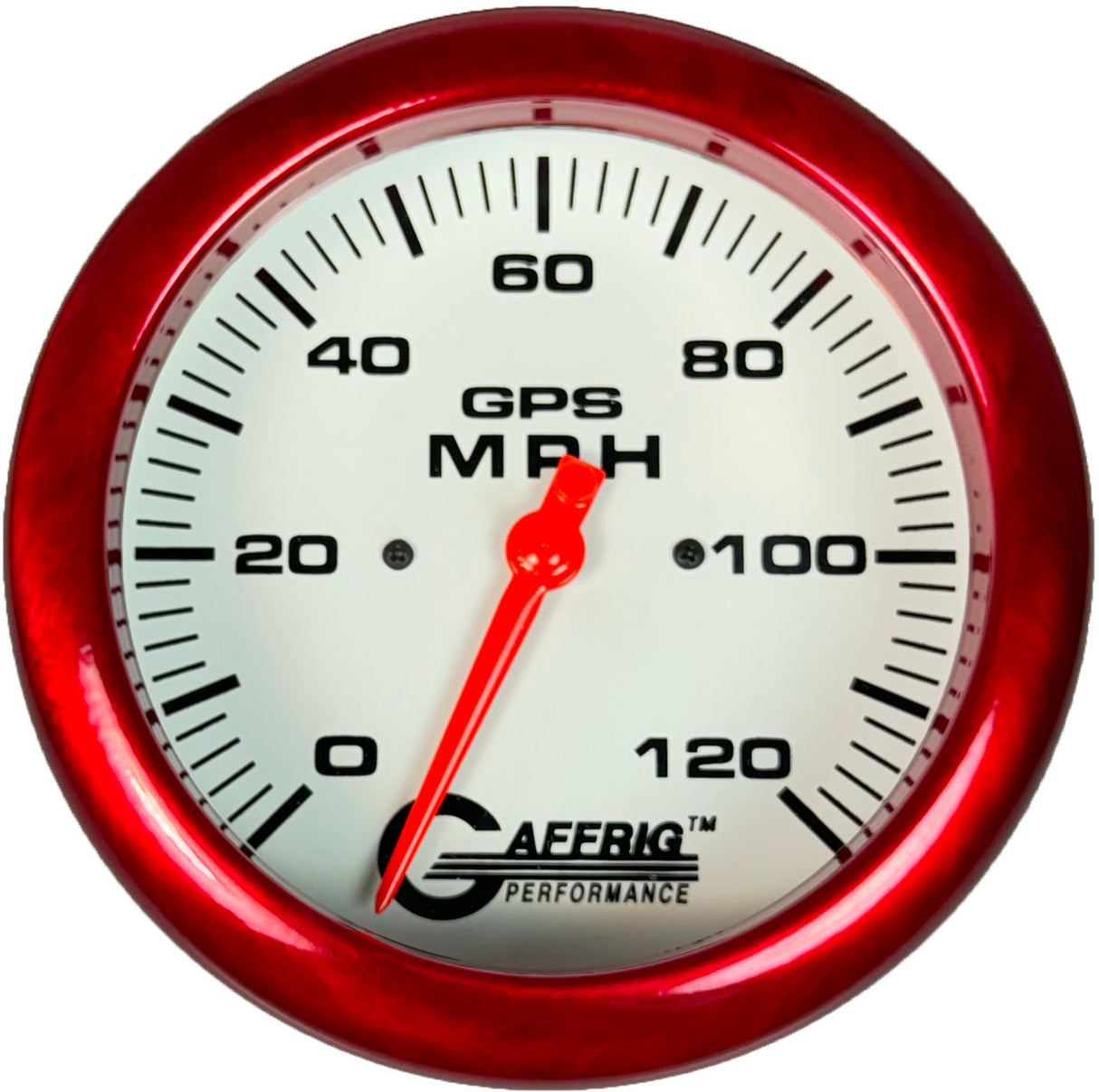 GAFFRIG 4 5/8 INCH GPS SPEEDOMETER - HEAD ONLY - WHITE 120 MPH / RED