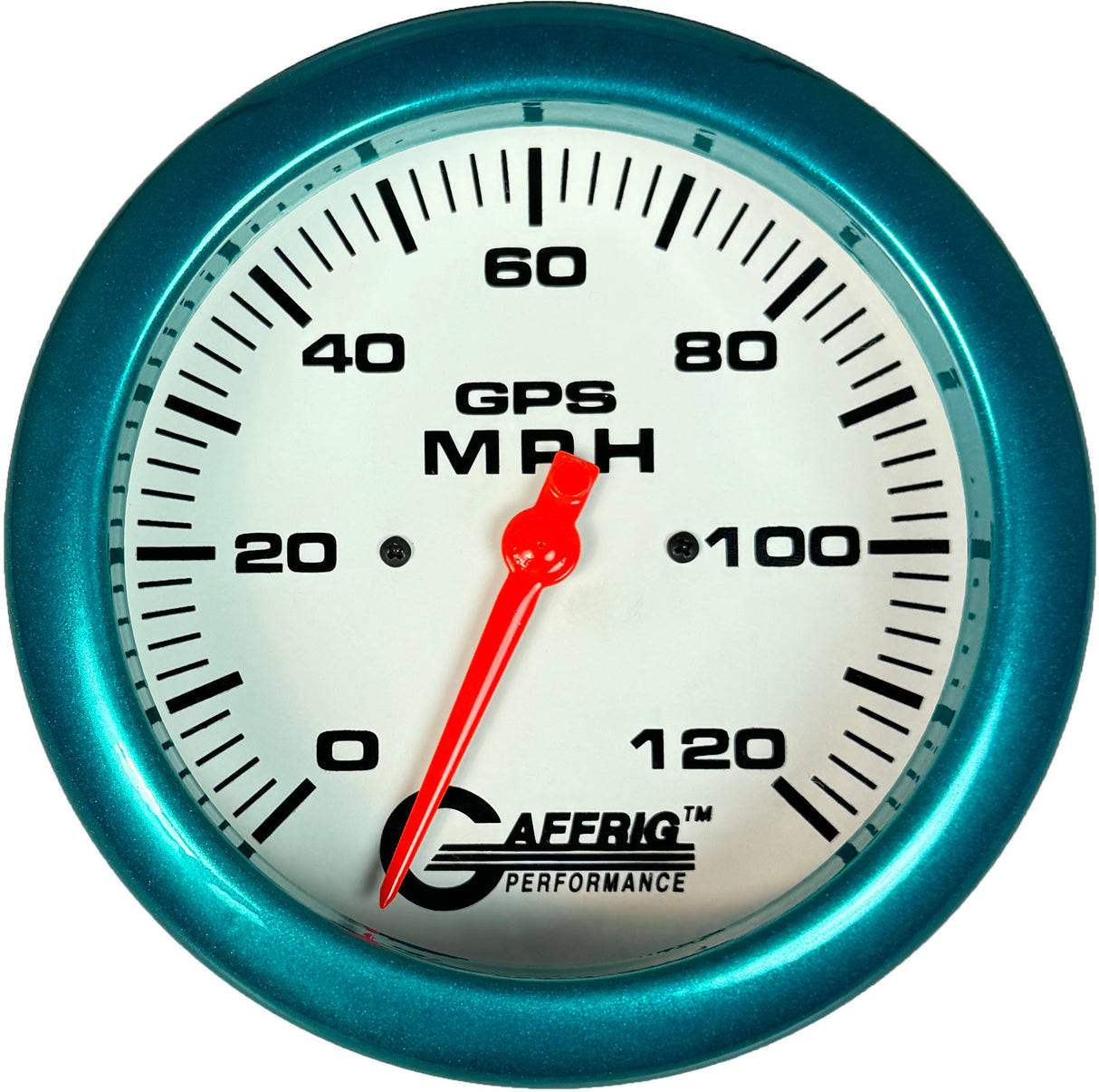 GAFFRIG 4 5/8 INCH GPS SPEEDOMETER - HEAD ONLY - WHITE 120 MPH / TEAL