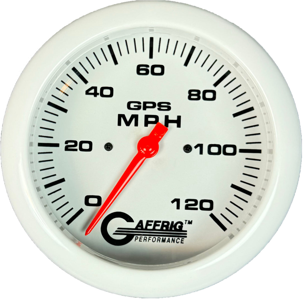 GAFFRIG 4 5/8 INCH GPS SPEEDOMETER - HEAD ONLY - WHITE 120 MPH / WHITE