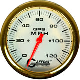 GAFFRIG 4 5/8 INCH GPS SPEEDOMETER - HEAD ONLY - WHITE 120 MPH / GOLD