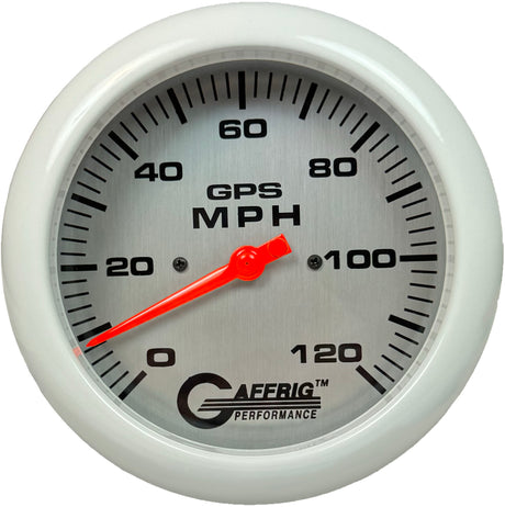 GAFFRIG 4 5/8 INCH GPS SPEEDOMETER - HEAD ONLY - PLATINUM WHITE / 120 MPH