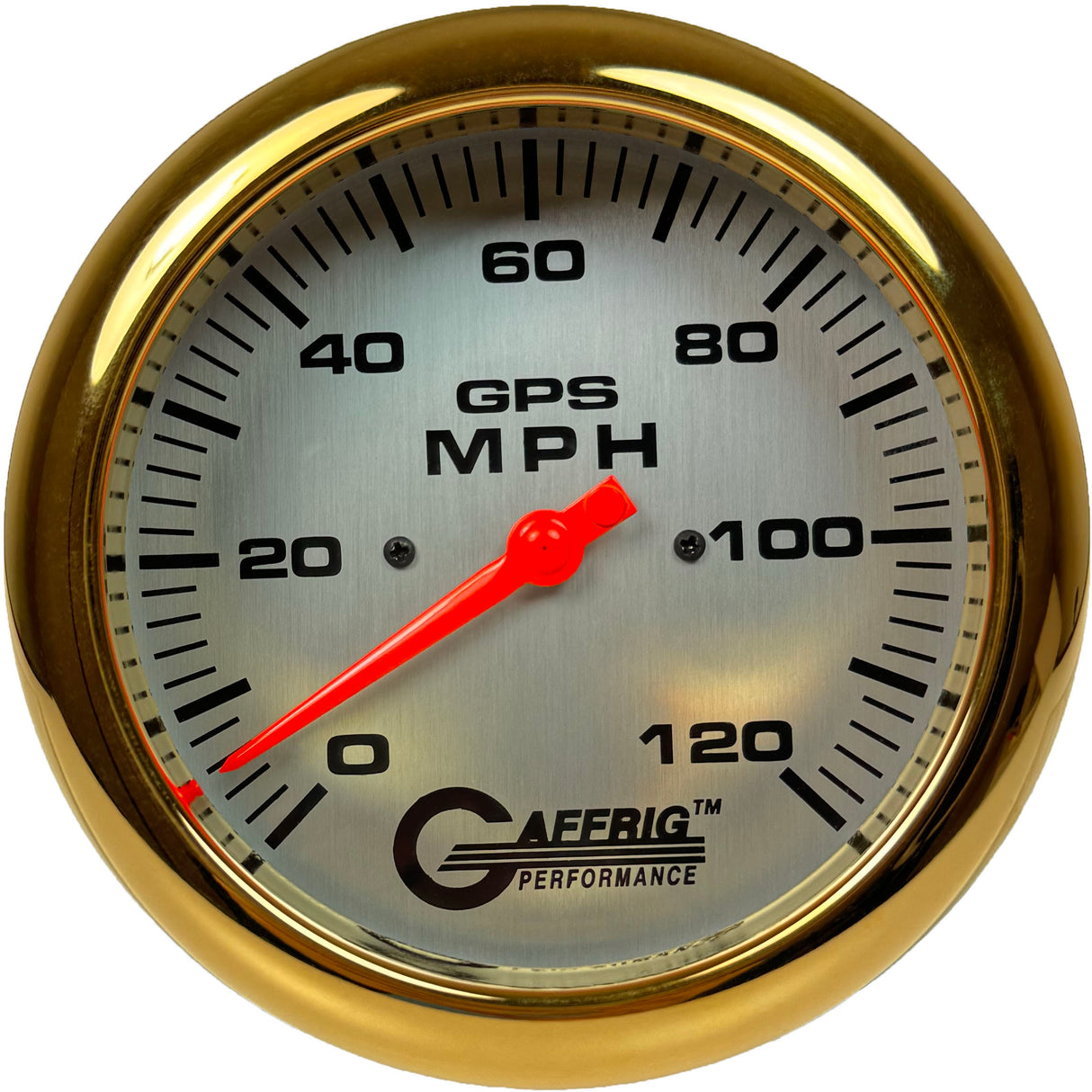 GAFFRIG 4 5/8 INCH GPS SPEEDOMETER - HEAD ONLY - PLATINUM GOLD / 120 MPH