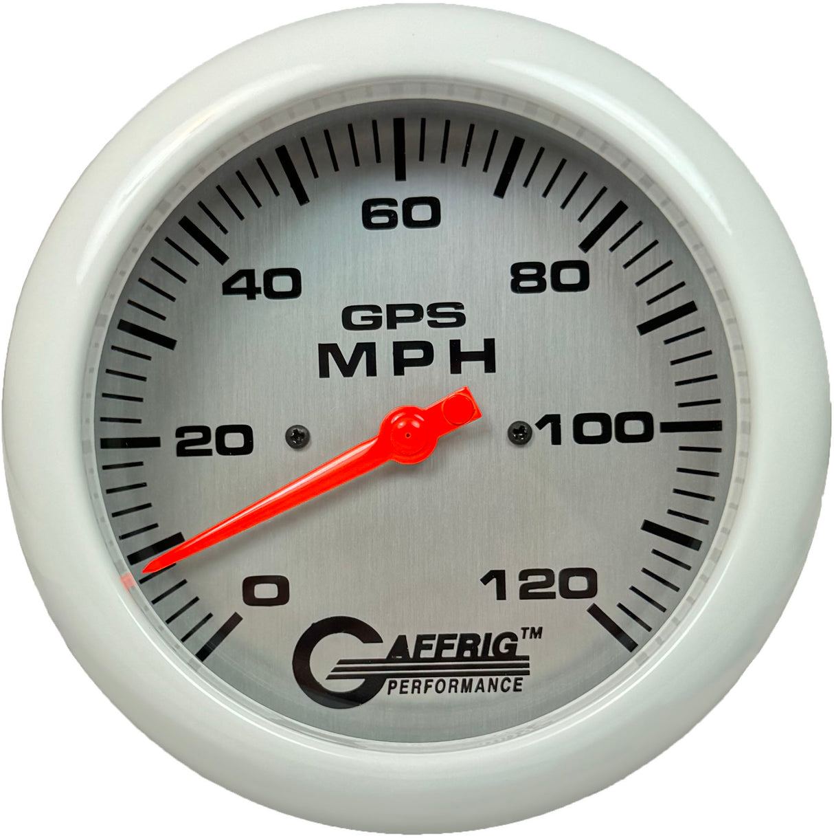 GAFFRIG 4 5/8 GPS ANALOG SPEEDOMETER KIT - PLATINUM FAT RIM (458) / WHITE / 120 MPH