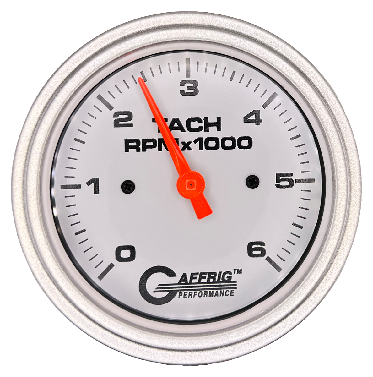 GAFFRIG 3 3/8 INCH TACHOMETER GAUGE 6000 & 8000 WHITE STEP RIM (008) / PLATINUM / 6000