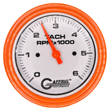 GAFFRIG 3 3/8 INCH TACHOMETER GAUGE 6000 & 8000 WHITE STEP RIM (008) / ORANGE / 6000