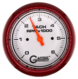 GAFFRIG 3 3/8 INCH TACHOMETER GAUGE 6000 & 8000 WHITE STEP RIM (008) / RED / 6000