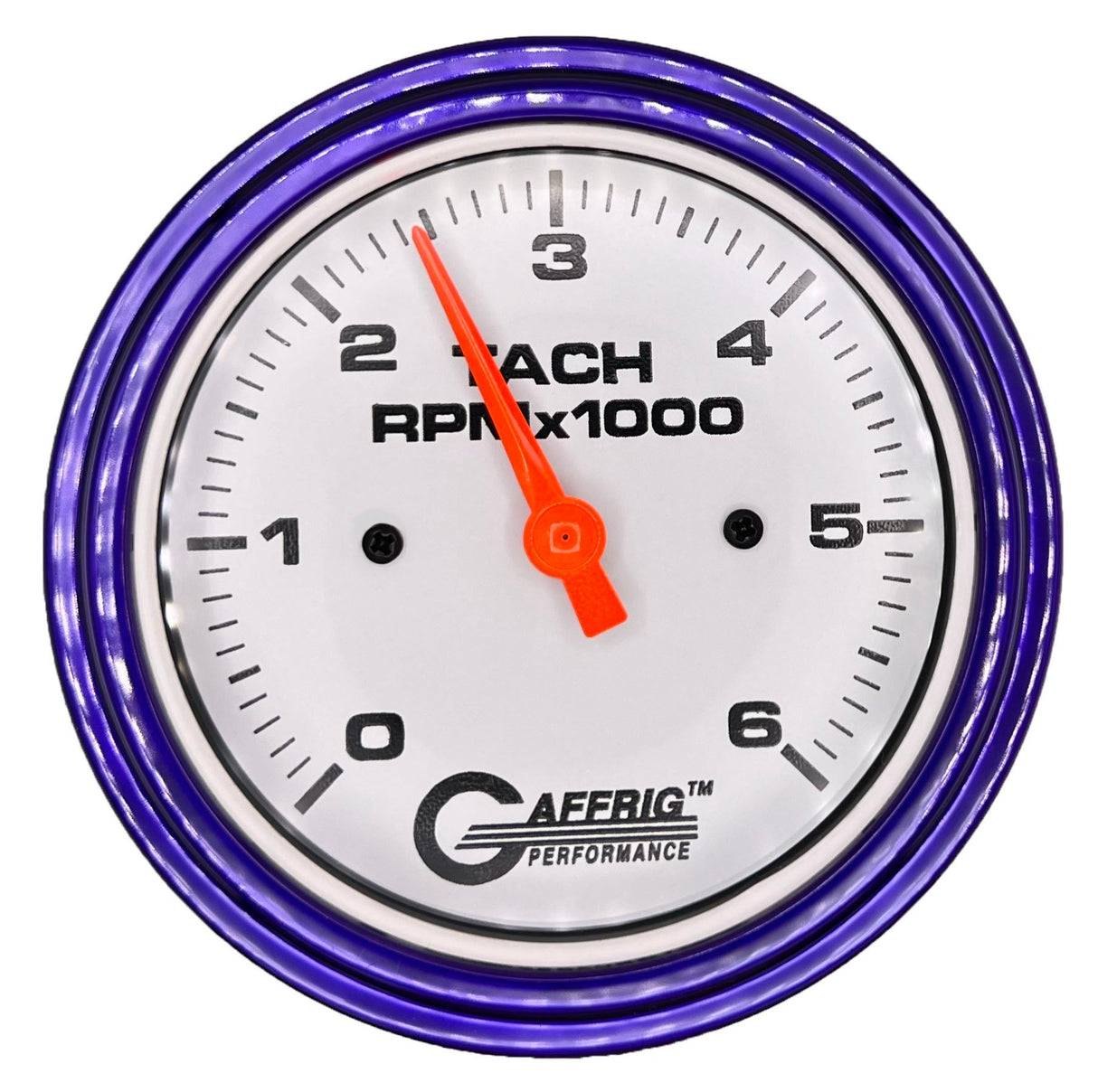 GAFFRIG 3 3/8 INCH TACHOMETER GAUGE 6000 & 8000 WHITE STEP RIM (008) / PURPLE / 6000