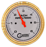 GAFFRIG 3 3/8 INCH TACHOMETER GAUGE 6000 & 8000 WHITE STEP RIM (008) / GOLD / 6000