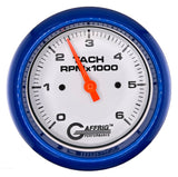 GAFFRIG 3 3/8 INCH TACHOMETER GAUGE 6000 & 8000 WHITE FAT RIM (338) / BLUE / 6000