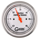 GAFFRIG 3 3/8 INCH TACHOMETER GAUGE 6000 & 8000 WHITE FAT RIM (338) / PLATINUM / 6000