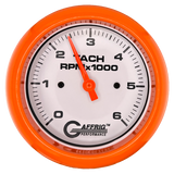 GAFFRIG 3 3/8 INCH TACHOMETER GAUGE 6000 & 8000 WHITE FAT RIM (338) / ORANGE / 6000