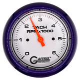 GAFFRIG 3 3/8 INCH TACHOMETER GAUGE 6000 & 8000 WHITE FAT RIM (338) / PURPLE / 6000