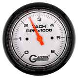 GAFFRIG 3 3/8 INCH TACHOMETER GAUGE 6000 & 8000 WHITE FAT RIM (338) / BLACK / 6000