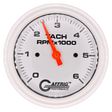 GAFFRIG 3 3/8 INCH TACHOMETER GAUGE 6000 & 8000 WHITE STEP RIM (008) / WHITE / 6000