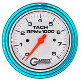 GAFFRIG 3 3/8 INCH TACHOMETER GAUGE 6000 & 8000 WHITE STEP RIM (008) / TEAL / 8000