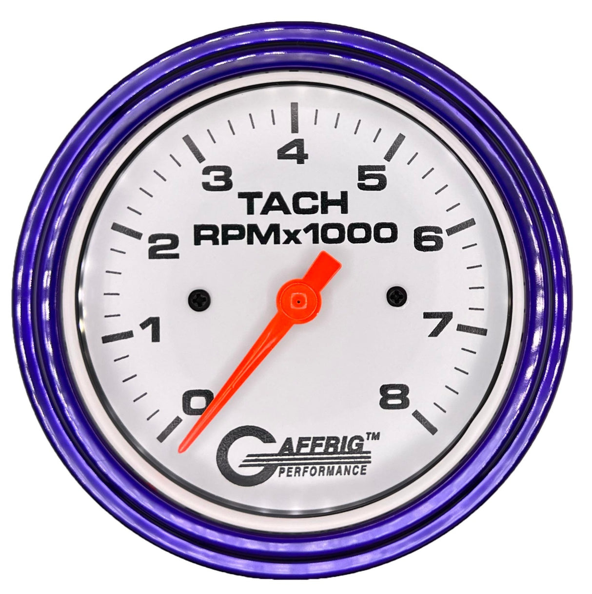 GAFFRIG 3 3/8 INCH TACHOMETER GAUGE 6000 & 8000 WHITE STEP RIM (008) / PURPLE / 8000