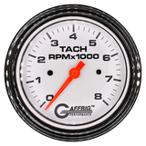 GAFFRIG 3 3/8 INCH TACHOMETER GAUGE 6000 & 8000 WHITE STEP RIM (008) / BLACK / 8000