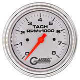 GAFFRIG 3 3/8 INCH TACHOMETER GAUGE 6000 & 8000 WHITE STEP RIM (008) / CHROME/POLISHED / 8000