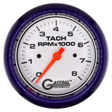 GAFFRIG 3 3/8 INCH TACHOMETER GAUGE 6000 & 8000 WHITE FAT RIM (338) / PURPLE / 8000