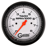 GAFFRIG 3 3/8 INCH TACHOMETER GAUGE 6000 & 8000 WHITE FAT RIM (338) / BLACK / 8000