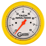 GAFFRIG 3 3/8 INCH TACHOMETER GAUGE 6000 & 8000 WHITE FAT RIM (338) / YELLOW / 8000