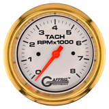 GAFFRIG 3 3/8 INCH TACHOMETER GAUGE 6000 & 8000 WHITE FAT RIM (338) / GOLD / 8000