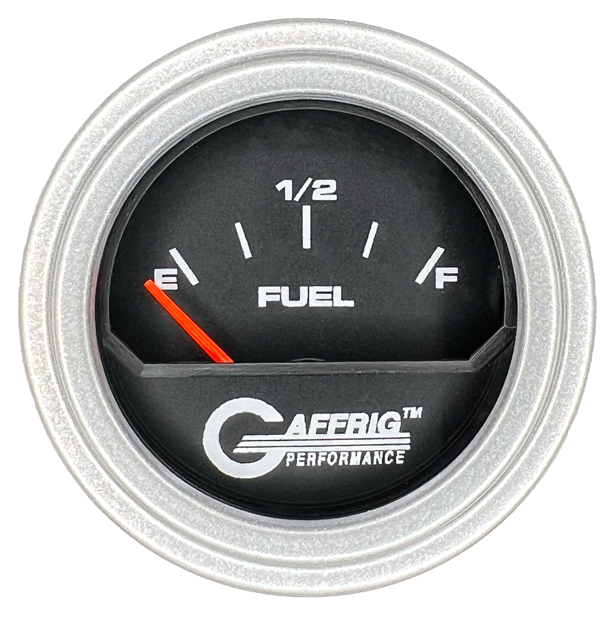 GAFFRIG 2 INCH ELECTRIC FUEL LEVEL GAUGE 240-33 OHMS STEP RIM (002) / PLATINUM / BLACK