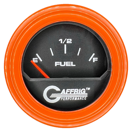 GAFFRIG 2 INCH ELECTRIC FUEL LEVEL GAUGE 240-33 OHMS STEP RIM (002) / ORANGE / BLACK