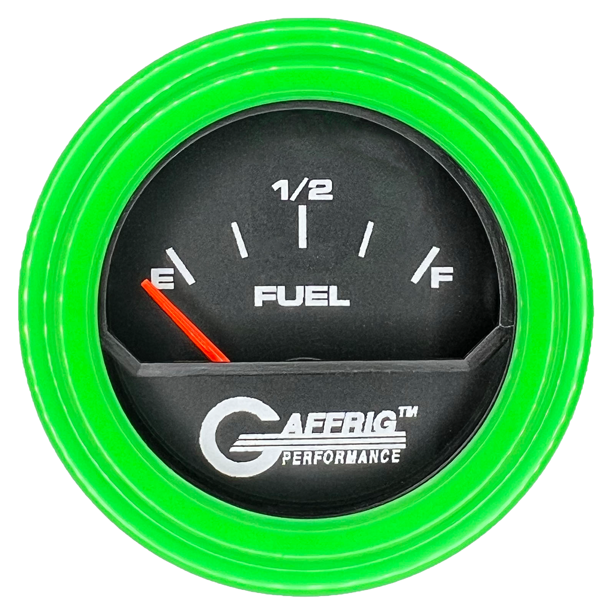 GAFFRIG 2 INCH ELECTRIC FUEL LEVEL GAUGE 240-33 OHMS STEP RIM (002) / LIME GREEN / BLACK