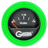 GAFFRIG 2 INCH ELECTRIC FUEL LEVEL GAUGE 240-33 OHMS STEP RIM (002) / LIME GREEN / BLACK