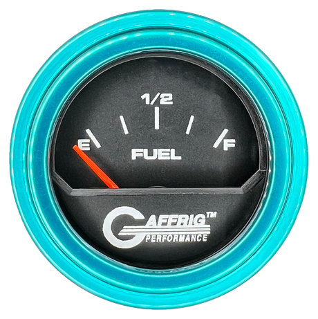 GAFFRIG 2 INCH ELECTRIC FUEL LEVEL GAUGE 240-33 OHMS STEP RIM (002) / TEAL / BLACK