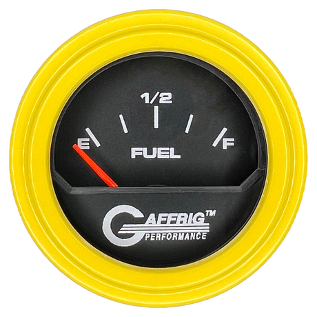 GAFFRIG 2 INCH ELECTRIC FUEL LEVEL GAUGE 240-33 OHMS STEP RIM (002) / YELLOW / BLACK