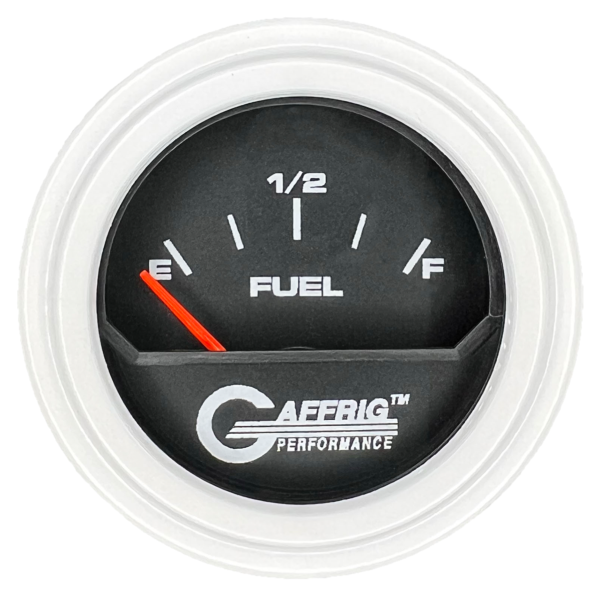 GAFFRIG 2 INCH ELECTRIC FUEL LEVEL GAUGE 240-33 OHMS STEP RIM (002) / WHITE / BLACK